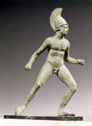 Statue eines bartlosen Kriegers in der Haltung von Ajax, Sohn des Oileus, römisch